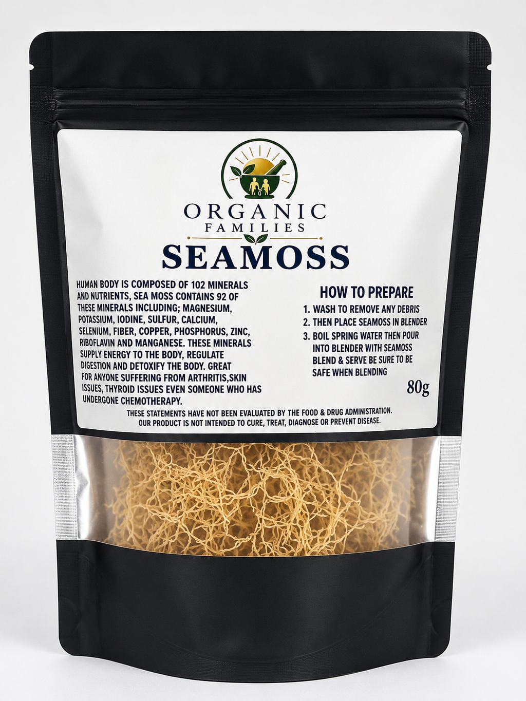 Organic Gold Sea Moss (Wildcrafted, Dried)